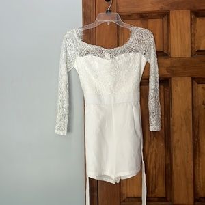 White lace top romper size S